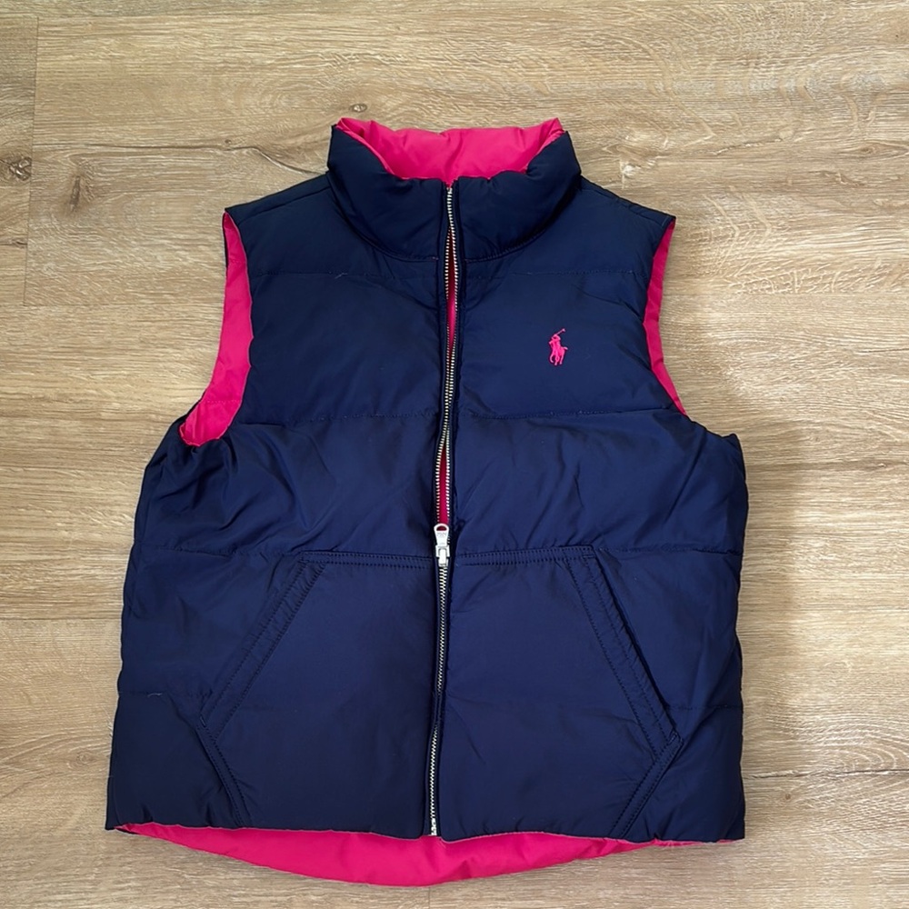 Ralph Lauren Reversible Dark Blue Vest with Bright Pink Interior